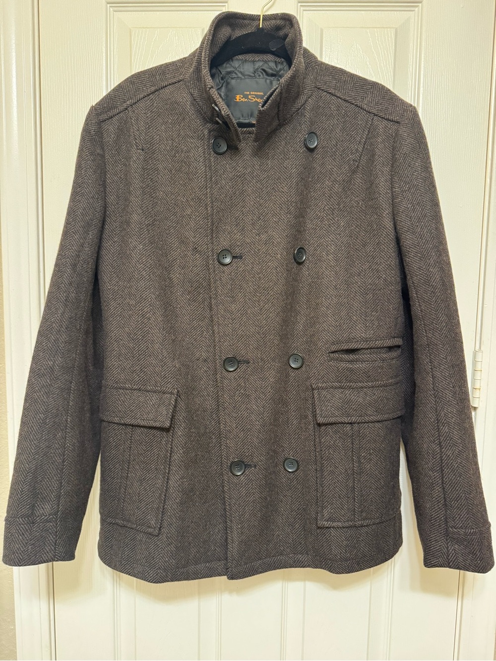 Ben Sherman Men's Wool Herringbone Peacoat M